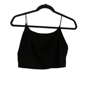 Women’s Basic Solid Black Cami Crop Tank Top | Size L